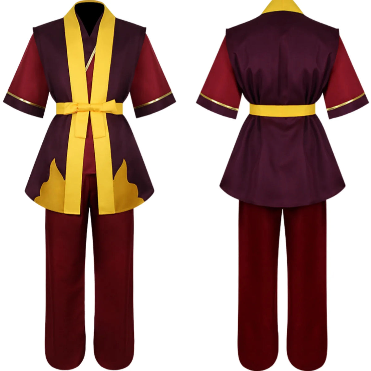 front and back view zuko fire nation cosplay suit avatar the last airbender