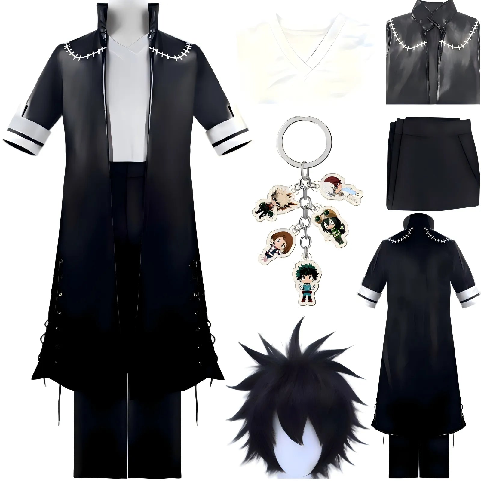 my hero academia dabi full cosplay costume include coat shirt pants wig anime outfit