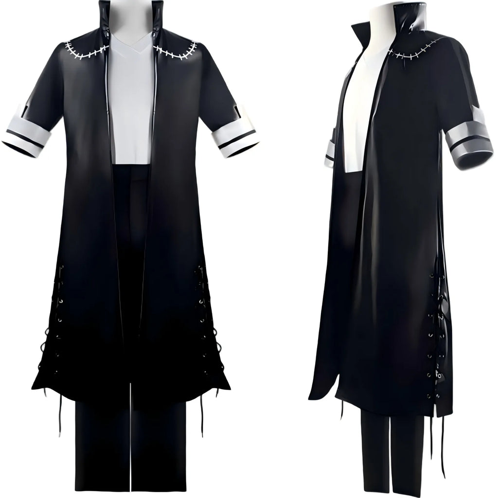 front and side angle display dabi stitch detail long coat my hero academia cosplay jacket