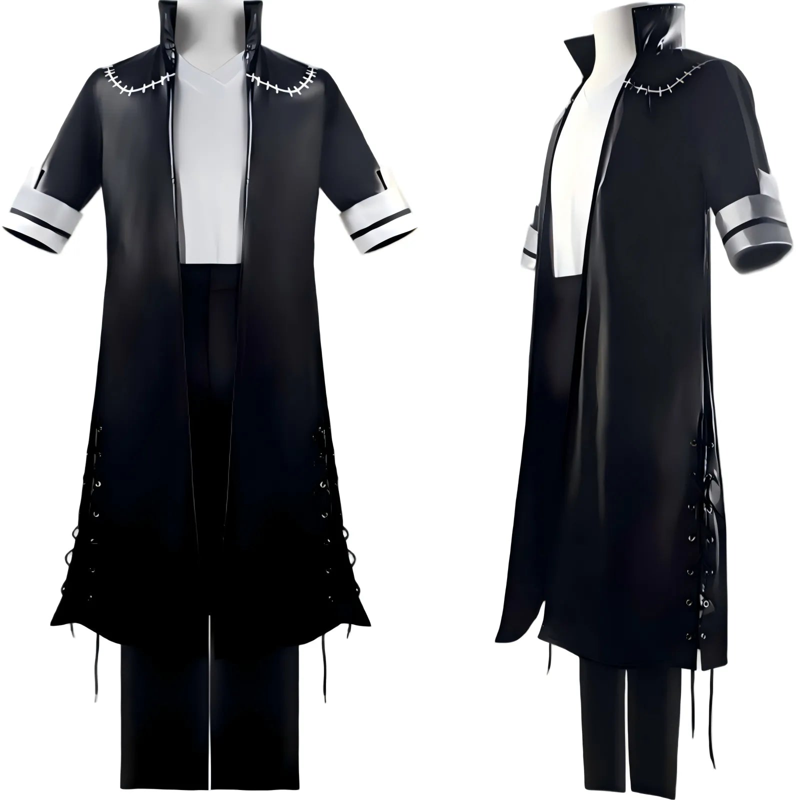 front and side angle display dabi stitch detail long coat my hero academia cosplay jacket