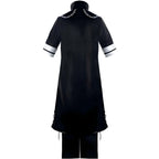 back side shot of dabi cosplay long black stitch coat my hero academia costume jacket