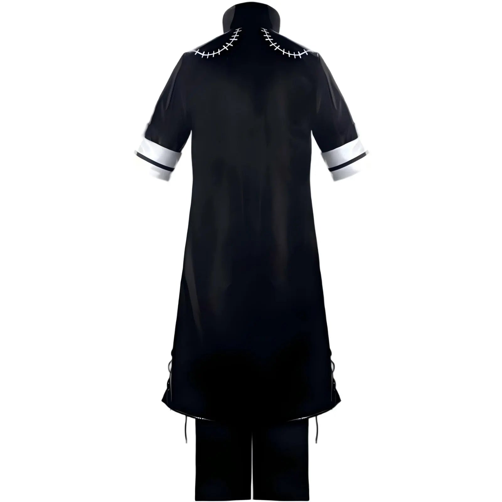 back side shot of dabi cosplay long black stitch coat my hero academia costume jacket