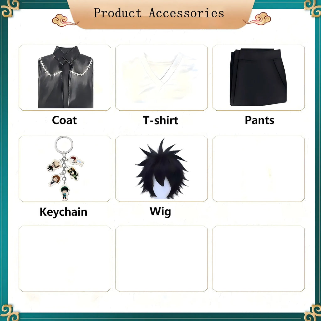 classified display dabi cosplay coat t-shirt pants wig keychain anime accessories set