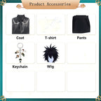 classified display dabi cosplay coat t-shirt pants wig keychain anime accessories set