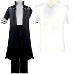 separate display dabi cosplay white v-neck t shirt and black stitch long coat