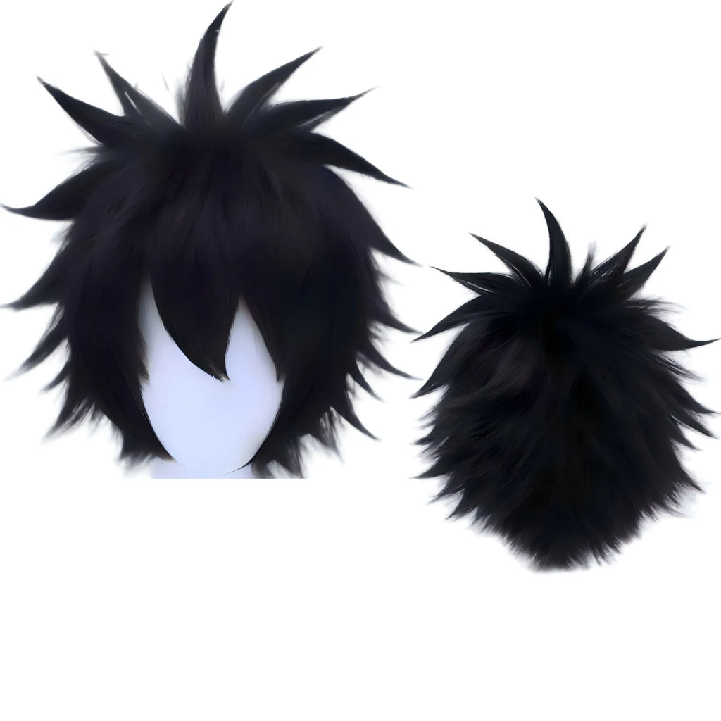 short spiky black synthetic wig for dabi my hero academia cosplay styling display
