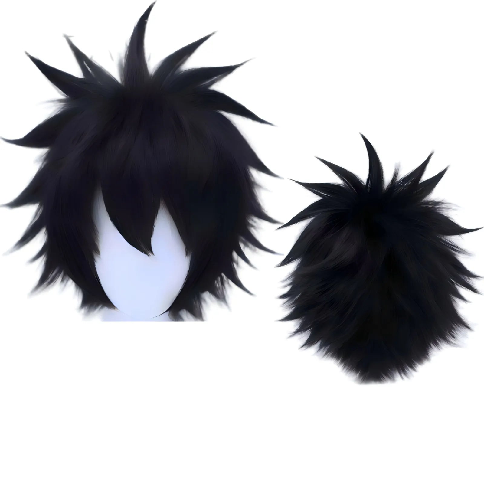short spiky black synthetic wig for dabi my hero academia cosplay styling display
