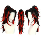 multi-angle display kokushibou black red gradient high ponytail cosplay wig for demon slayer
