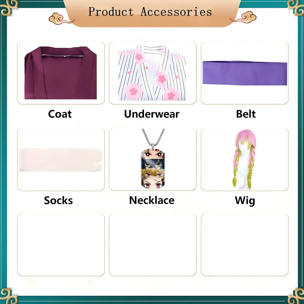 accessory list chart for demon slayer mitsuri kanroji cosplay full set