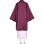 back view of mitsuri kanroji purple haori and cherry blossom kimono costume