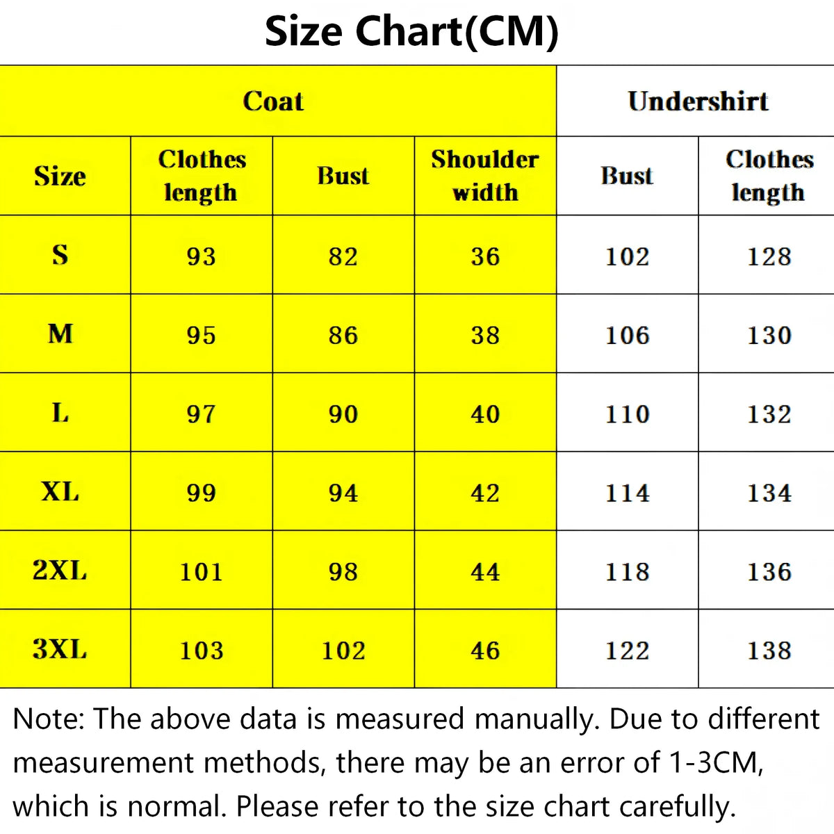 size measurement chart in centimeters for mitsuri kanroji demon slayer cosplay costume